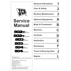 JCB instrukcje napraw + schematy + DTR - minikoparka JCB 802.7 - 803 - 804 Super Plus